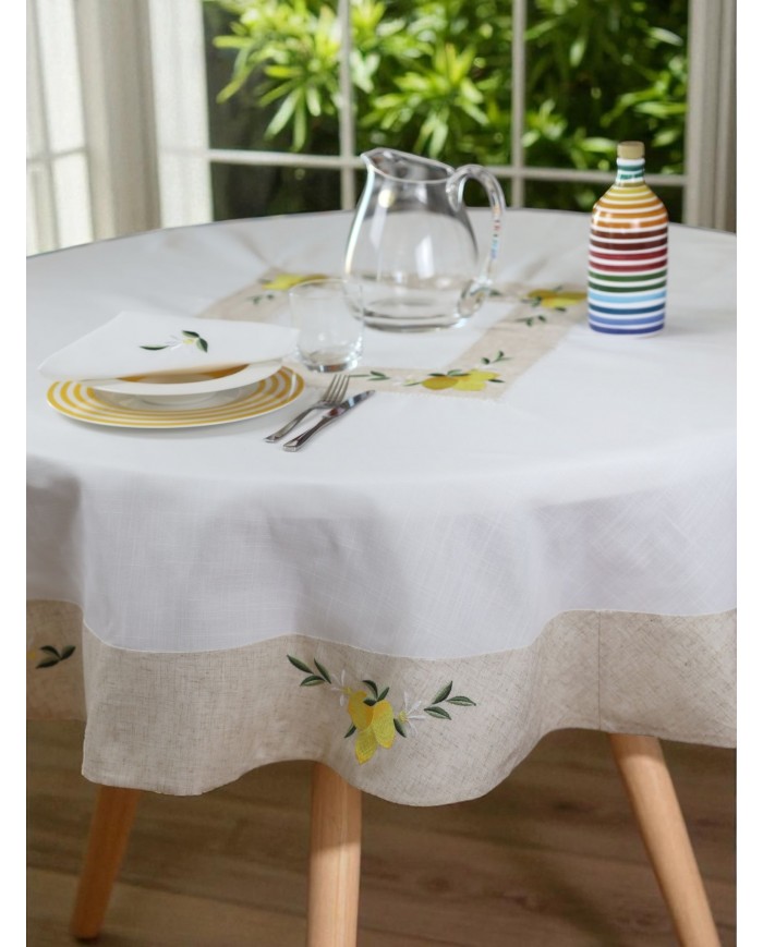 Servizio da tavola tondo ricamato Maison Prestige Limoni