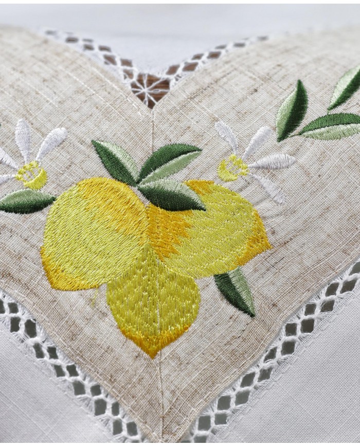 Centrotavola con ricamo limoni quadrato art. Desiree