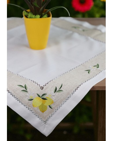 Centrotavola con ricamo limoni quadrato art. Desiree