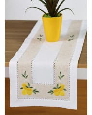 Runner con ricamo limoni misura maxi 40x180cm art. Desiree