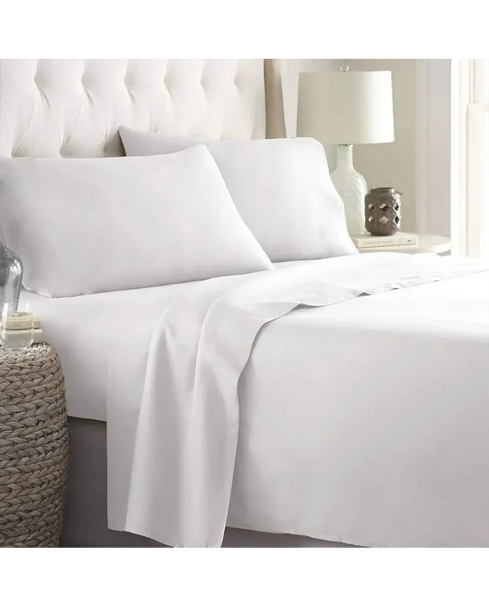 Completo lenzuola matrimoniale basic bianco - Hotellerie