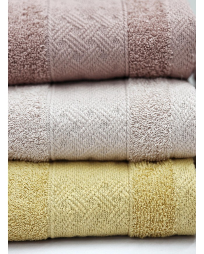 Set 3+3 asciugamani viso + ospite spugna 100% cotone Rebecca Home - Treccia