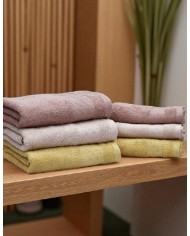 Set 3+3 asciugamani viso + ospite spugna 100% cotone Rebecca Home - Treccia