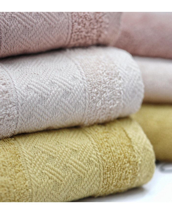 Set 3+3 asciugamani viso + ospite spugna 100% cotone Rebecca Home - Treccia