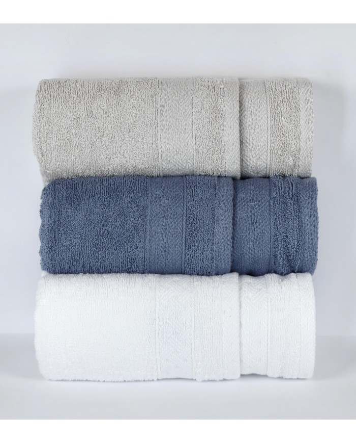 Set 3+3 asciugamani viso + ospite spugna 100% cotone Rebecca Home - Treccia