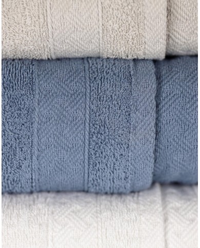 Set 3+3 asciugamani viso + ospite spugna 100% cotone Rebecca Home - Treccia
