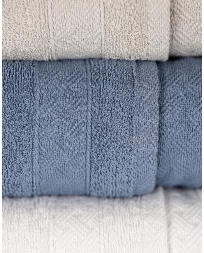 Set 3+3 asciugamani viso + ospite spugna 100% cotone Rebecca Home - Treccia