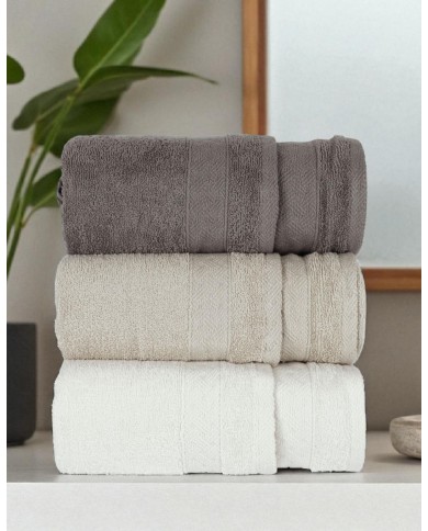 Set 3+3 asciugamani viso + ospite spugna 100% cotone Rebecca Home - Treccia