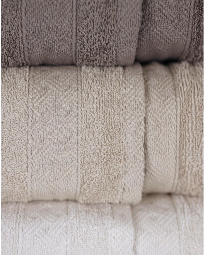 Set 3+3 asciugamani viso + ospite spugna 100% cotone Rebecca Home - Treccia