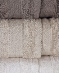 Set 3+3 asciugamani viso + ospite spugna 100% cotone Rebecca Home - Treccia