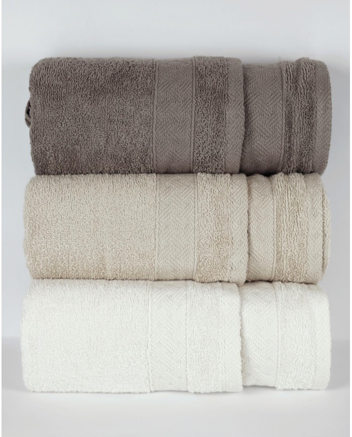Set 3+3 asciugamani viso + ospite spugna 100% cotone Rebecca Home - Treccia