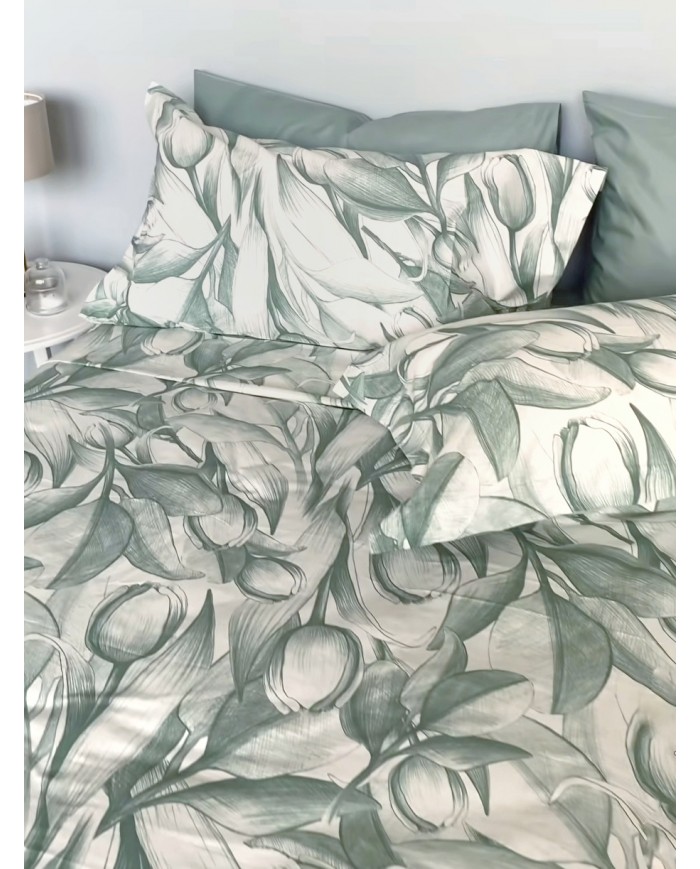 Completo lenzuola matrimoniale 100% cotone Maestri Cotonieri Olanda 4 federe