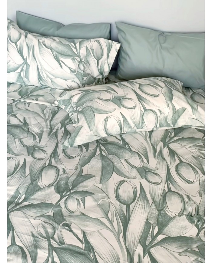 Completo lenzuola matrimoniale 100% cotone Maestri Cotonieri Olanda 4 federe