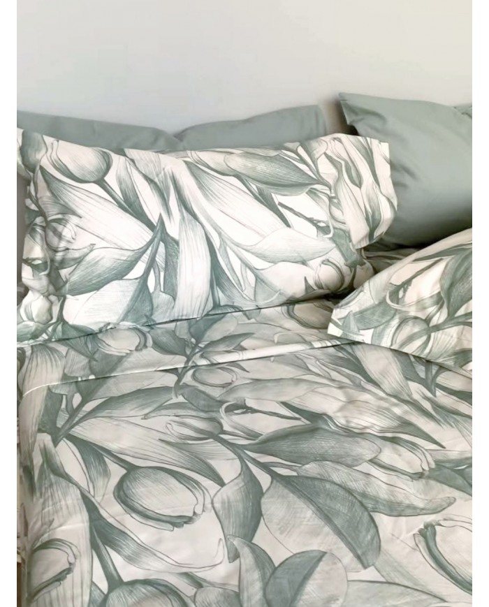 Completo lenzuola matrimoniale 100% cotone Maestri Cotonieri Olanda 4 federe