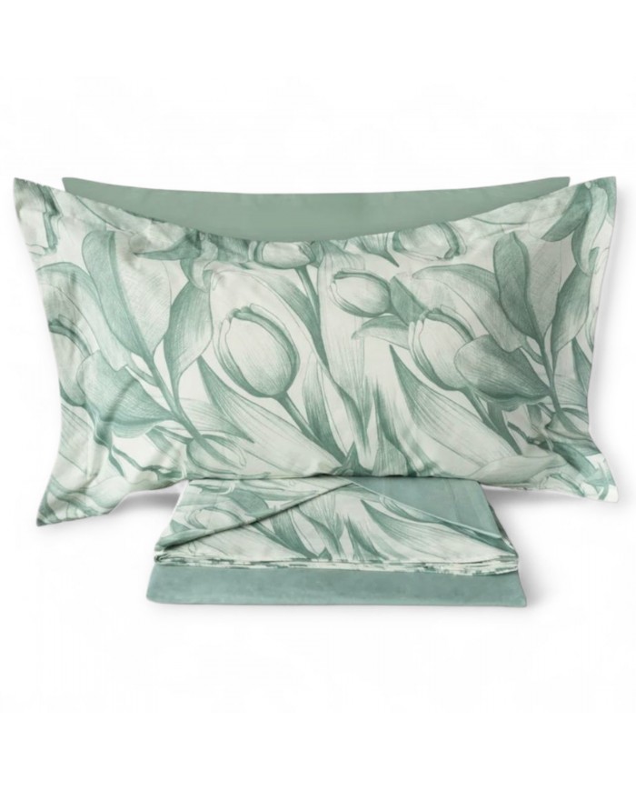 Completo lenzuola matrimoniale 100% cotone Maestri Cotonieri Olanda 4 federe