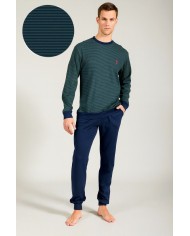 Pigiama uomo 100% caldo cotone blu Forze Armate - Made in Italy