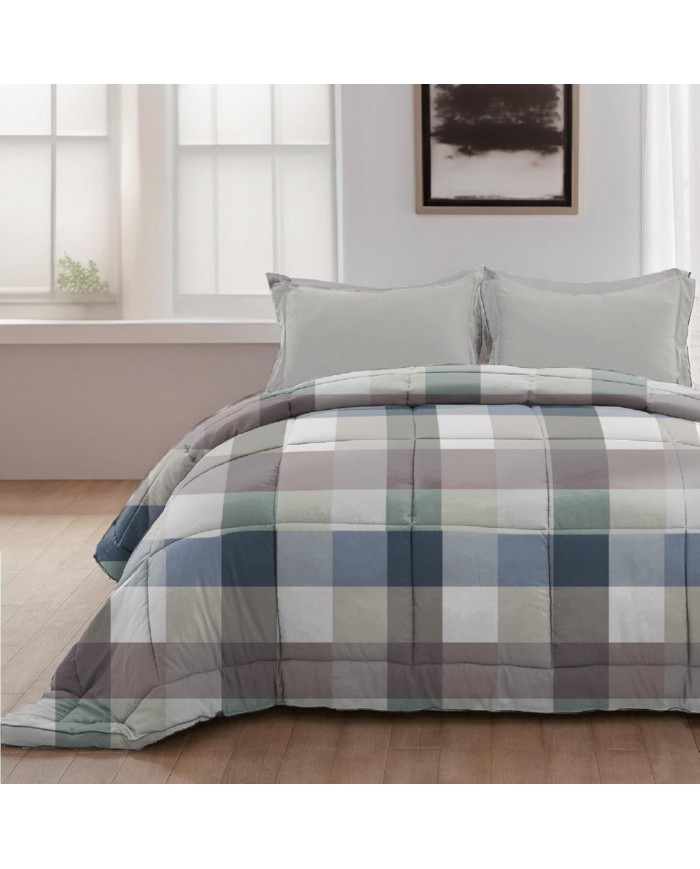 Trapunta stampata a quadri matrimoniale Casia