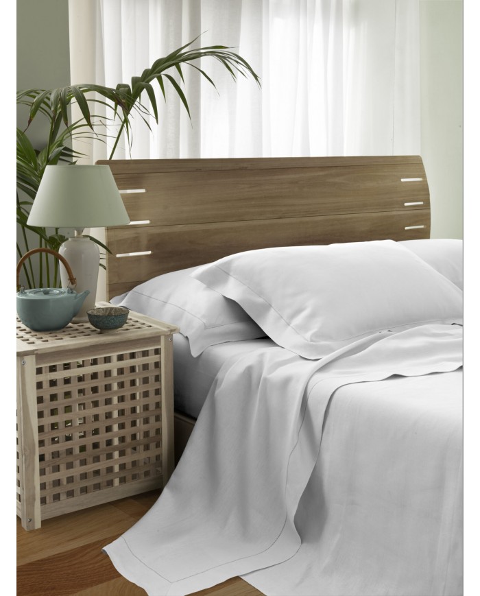 Completo lenzuola matrimoniali in puro lino orlo a giorno Maestri Cotonieri