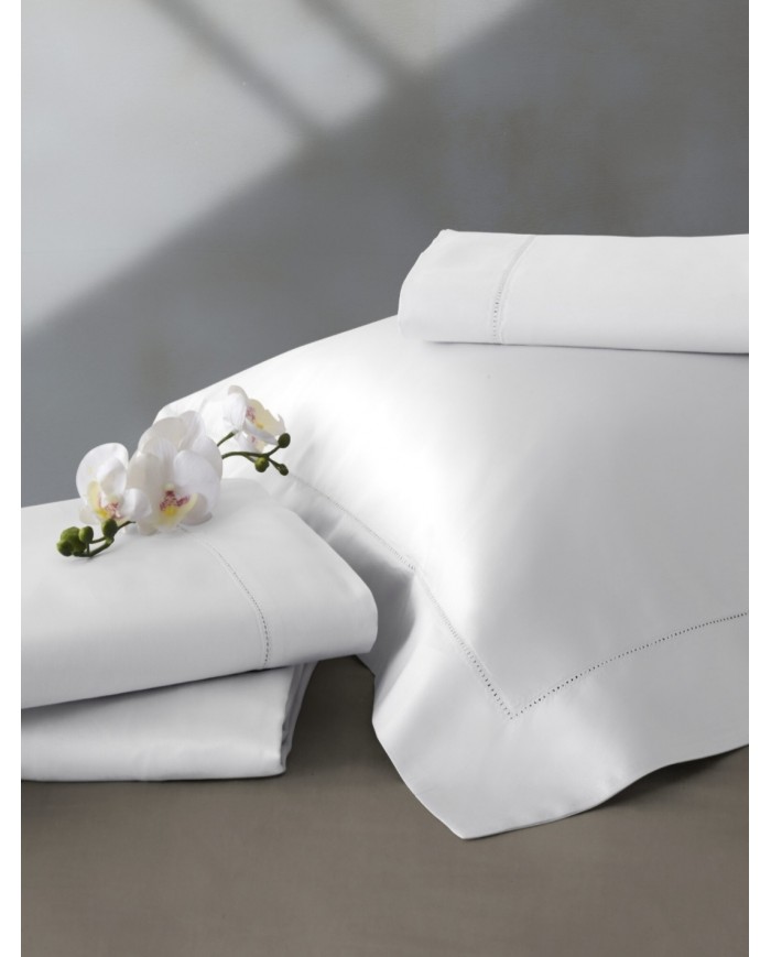 Completo Lenzuola matrimoniale in raso orlo a giorno Maestri Cotonieri