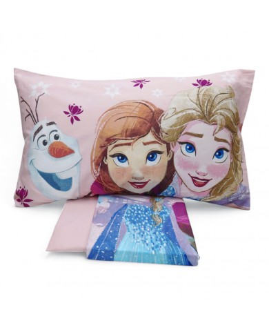 Completo lenzuola letto singolo 100% cotone Disney Frozen