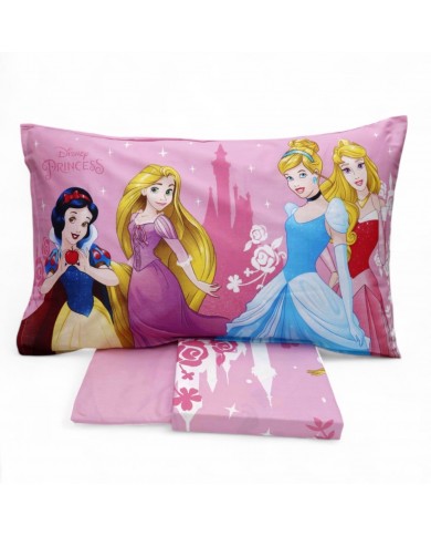 Completo lenzuola piazza e mezza 100% cotone Principesse Disney
