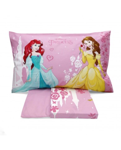Completo lenzuola letto singolo 100% cotone Principesse Disney