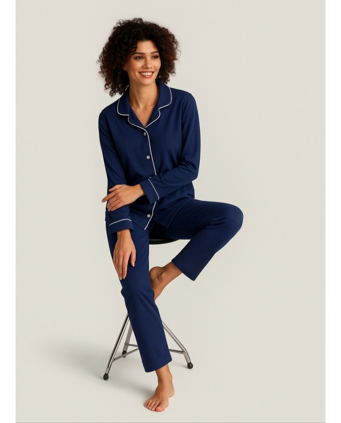 Pigiama donna invernale in caldo cotone taglio giacca Lunatica 42146