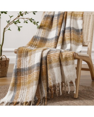 Plaid in tessuto mohair supersoft con frange art. Sweet