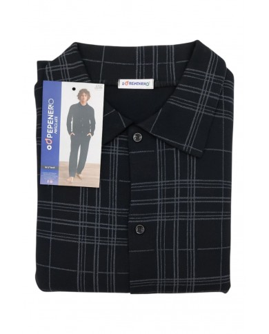 Pigiama uomo 100% caldo cotone aperto avanti Pepenero art. P1608 - MADE IN ITALY