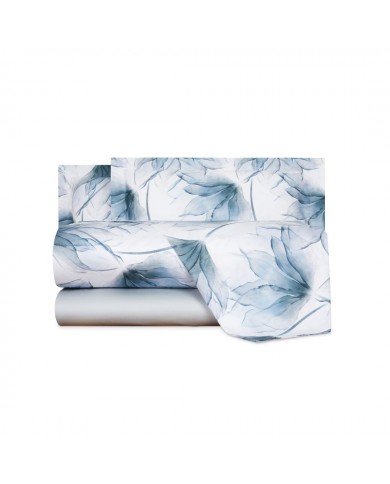 Completo lenzuola in raso di puro cotone Mirabello Abstract Flowers