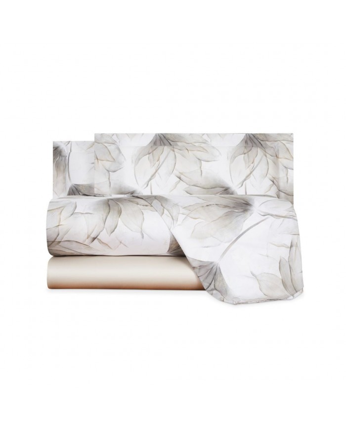 Completo lenzuola in raso di puro cotone Mirabello Abstract Flowers