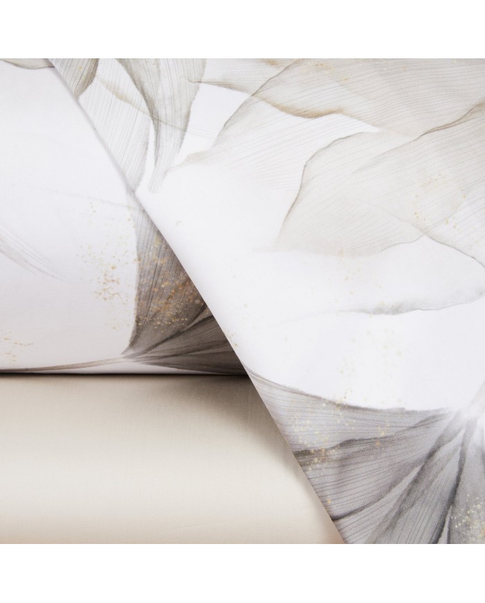 Completo lenzuola in raso di puro cotone Mirabello Abstract Flowers