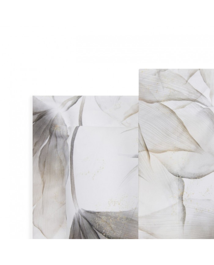 Completo lenzuola in raso di puro cotone Mirabello Abstract Flowers