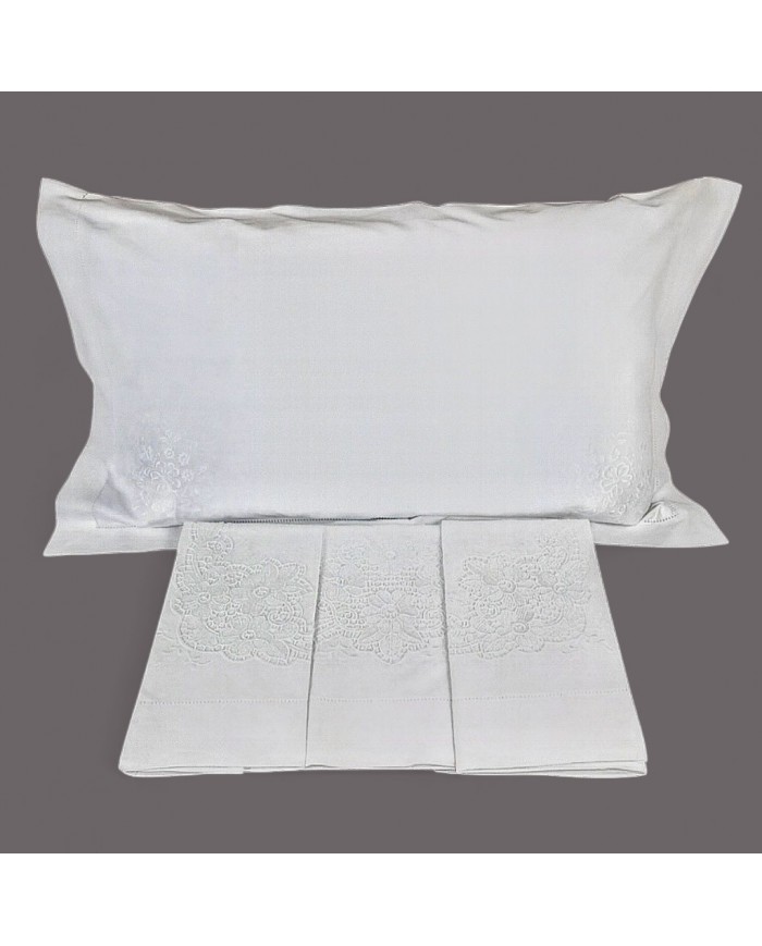 Parure lenzuola ricamo intaglio 100% cotone art 8684