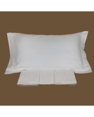 Parure lenzuola matrimoniali ricamate in puro cotone art 6118