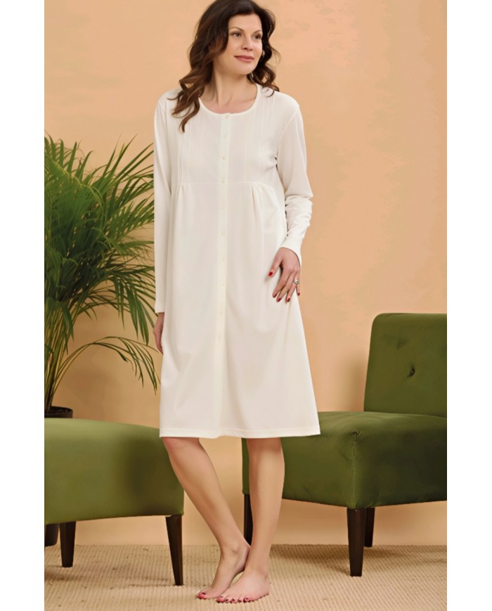 Camicia da notte 100% caldo cotone aperta avanti Vilfran 52480
