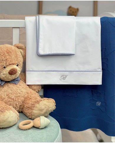 Completo lenzuola culla passeggino Blumarine Navy