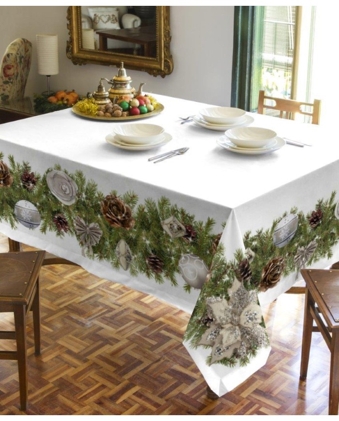 Tovaglia Copritavolo Natale 6 posti in cotone 100% Mon Amour Ghirlanda