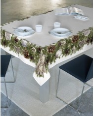 Tovaglia Copritavolo Natale 6 posti in cotone 100% Mon Amour Ghirlanda