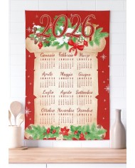 Set 4 strofinacci Natale con calendario 2026 - 100% Cotone