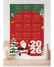 Set 4 strofinacci Natale con calendario 2026 - 100% Cotone
