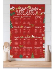 Set 4 strofinacci Natale con calendario 2026 - 100% Cotone