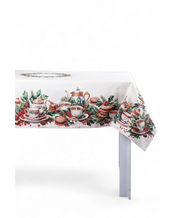 Tovaglia Natale 6 posti 100% cotone Vingi Tiffany Dis. 1