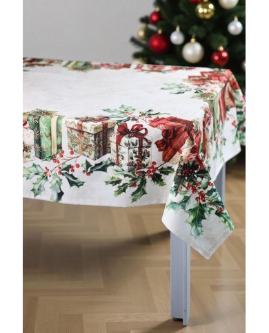 Tovaglia Natale 6 posti 100% cotone Vingi Tiffany Dis. 7