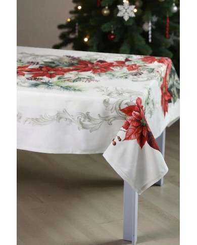 Tovaglia Natale 6 posti 100% cotone Vingi Tiffany Dis. 8