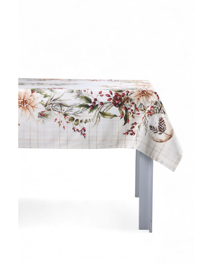 Tovaglia Natale 6 posti 100% cotone Vingi Tiffany Dis. 9