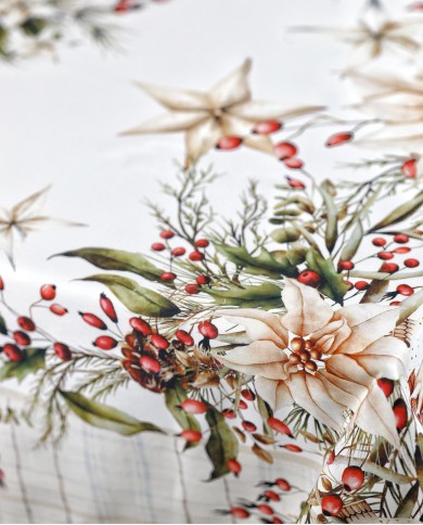 Tovaglia Natale 6 posti 100% cotone Vingi Tiffany Dis. 9