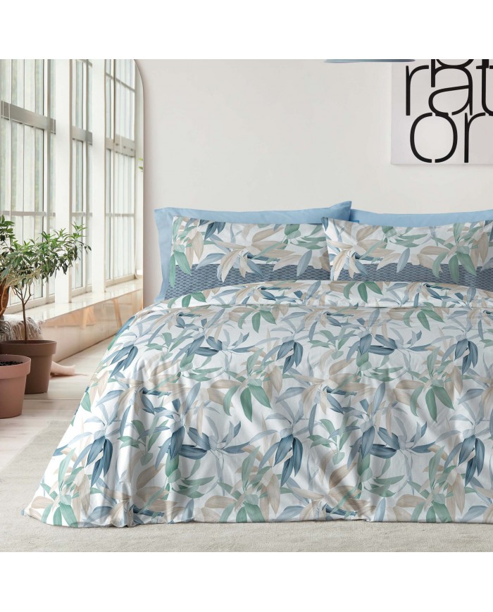 Parure Copripiumino matrimoniale 100% cotone Flores