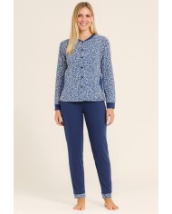 Pigiama donna aperto in caldo punto milano Fralu Serena - MADE IN ITALY