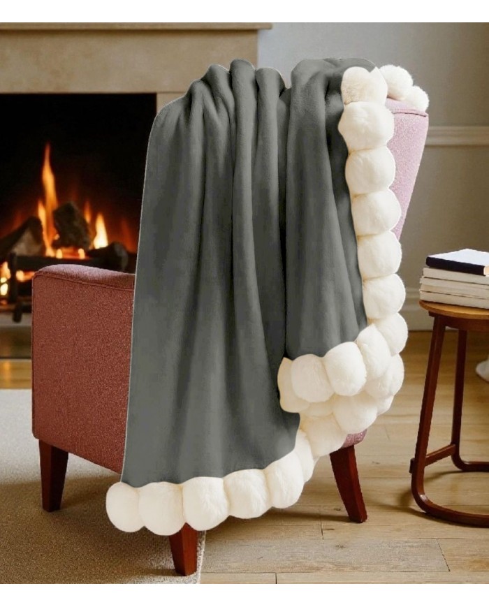 Plaid coperta matrimoniale in flannel tinta unita Fiocco 210x240cm